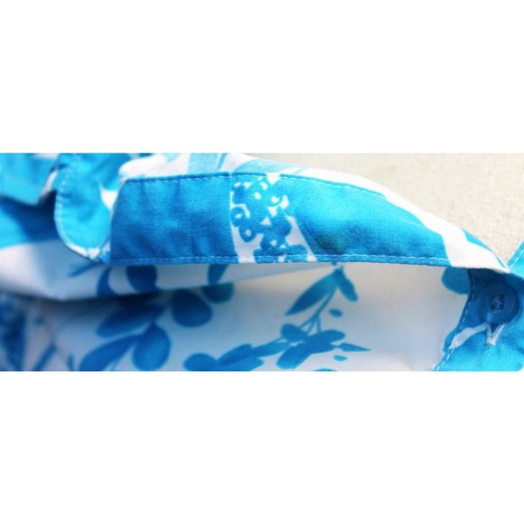 White Stage Woman's Sleeveless Collard Button Up Floral White Blue 3XL Tropical - Picture 8 of 11